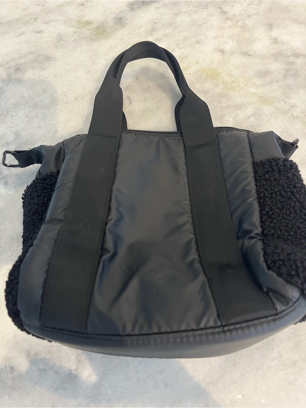 My Tagalongs Black Tote with Zippered Pocket and fleece highlights